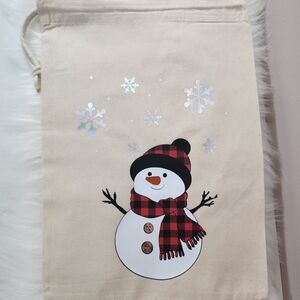 Festive Snowman Holiday Tote - Red Black Buffalo Plaid